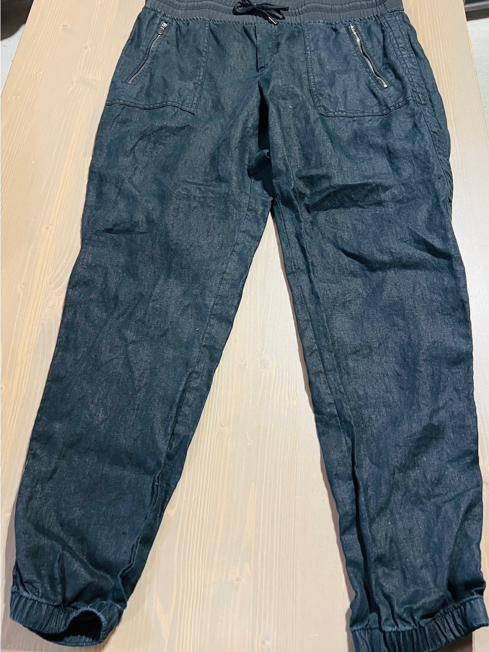 Athleta Black Linen Pull-On Jogger Pants